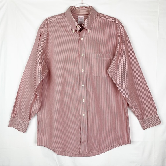 Brooks Brothers Regular Fit Button Down Long Sleeve Non-Iron Stripes size 15.5 - Picture 1 of 6